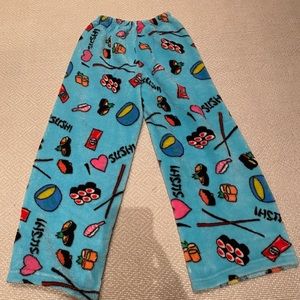 Funkee Fuzzees Soft and fuzzy PJ bottoms girls size 7/8. Adorable sushi print